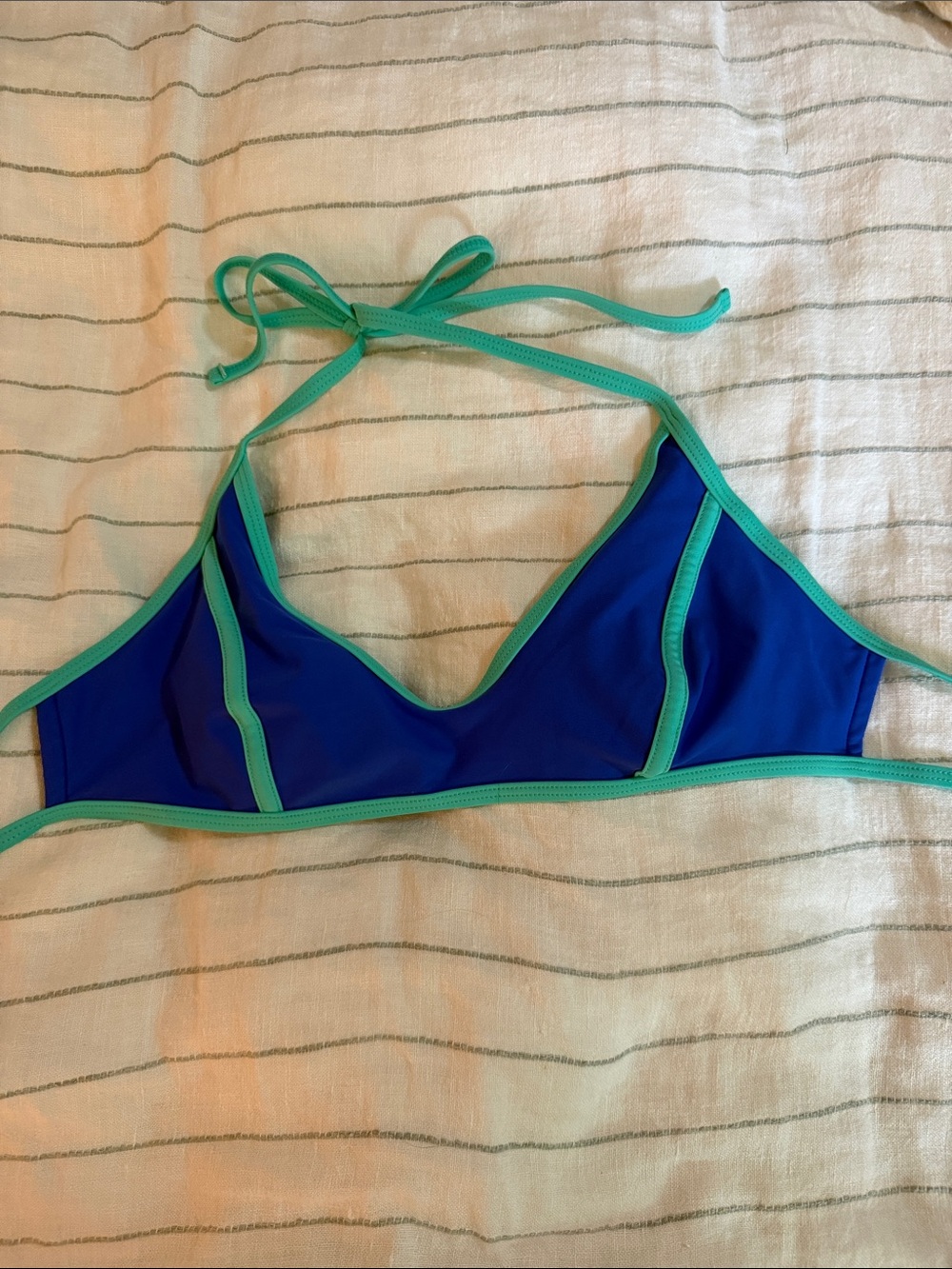 Xhilaration Blue Bikini Triangle Top with Teal Trim